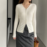 Women Cardigan Sweater Fall Slim Fit Zipper Knitted Cardigan Long Sleeve Sweater 8t8307