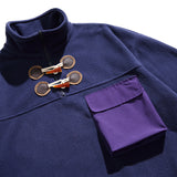 Unisex Winter Cotton Coat Three-Dimensional Pocket Decoration Stand Collar Sweater Retro Half-Open Collar