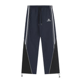 Men Sweatpants Tactical Pants Stitching Casual Sports Trousers Straight Drawstring Jogger Pants