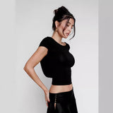 Women T-shirt Summer round Neck Backless Sexy Top T-shirt