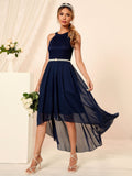 Women Evening Gown Sexy Slim Irregular Chiffon Dress