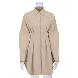 Women Dress Shirt Dress Autumn and Winter Long Sleeve A- line Dress
