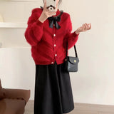 Women Knitwear Autumn and Winter round Neck Sweater Loose Knitted Cardigan