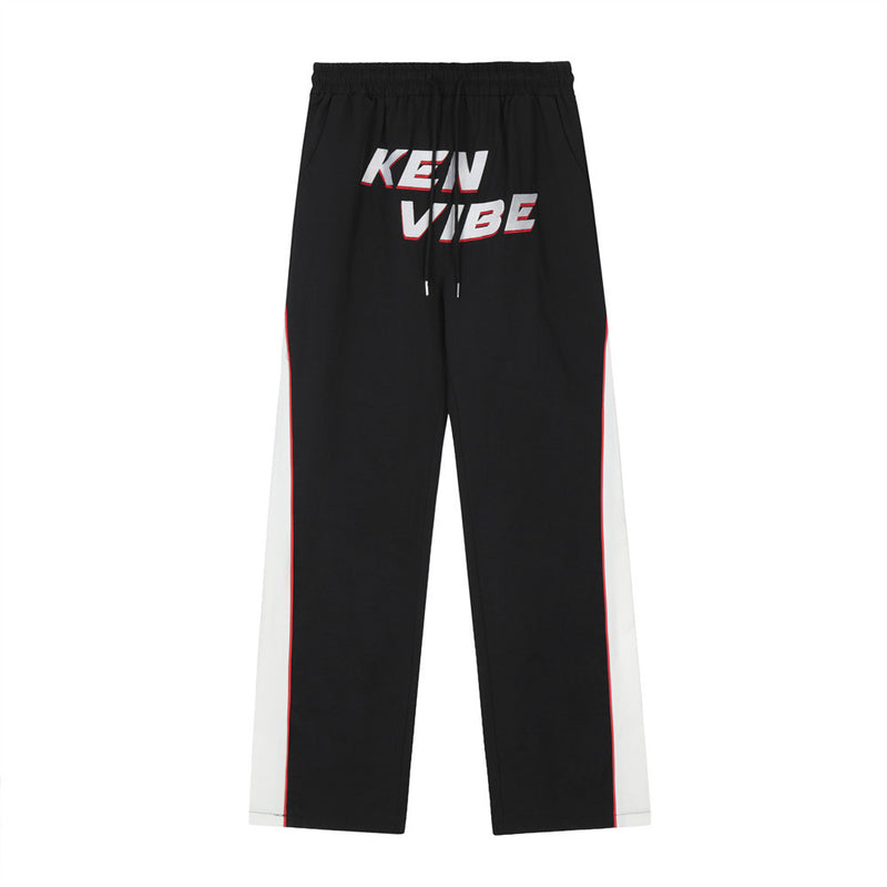 Men Sweatpants Exercise Casual Pants Men's Stitching Letters Embroidered Wide-Leg Pants
