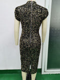 Women Evening Gown Sexy Retro Sequins Dress
