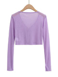 Women Sweater Knitwear Summer Fork Sun Protection Knit Cardigan V-neck Top