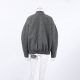 Women Trench Coat Autumn and Winter Gray Woolen Coat for Women