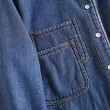Women Jacket Retro Loose Fleece-lined Denim Shirt