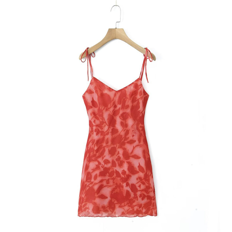 Women Dresses Summer Sling Dress Lace-up Backless Sexy Skirt (Xds0414)
