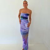 Women Dresses Summer Printing Slim Fit Backless Dress