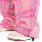 Women Pants Plaid Workwear Casual Pants Loose Trousers Elastic Waist Drawstring Ankle Banded Pants