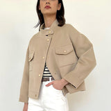 Women Trench Coat Autumn and Winter Woolen Coat Stand Collar Baggy Coat