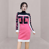 Women Maxi Dress Autumn and Winter Long Sleeve Turtleneck Knitting Dress Hip Skirt