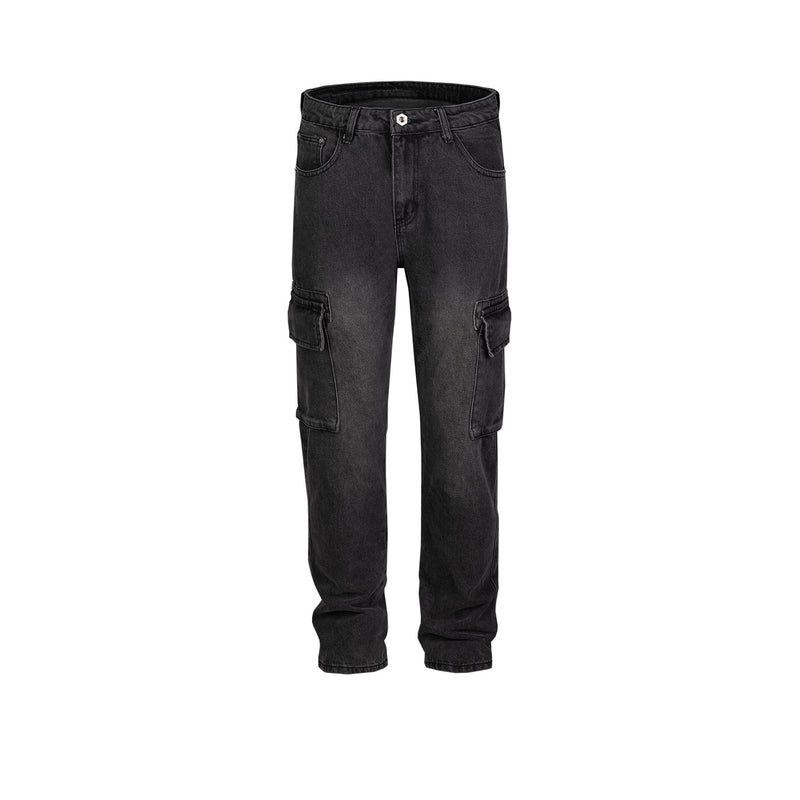 MIJKO Men's Vintage Pants MIJKO Straight Pants Men's and Women's Washed White Jeans