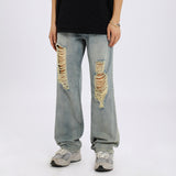 Men Jeans Ripped Jeans Men's Autumn Loose Straight Wide Leg Pants