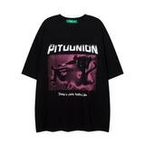 Men T Shirt Summer Alphabet Graffiti Print Distressed Short Sleeve T-shirt
