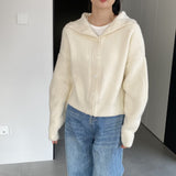Women Cardigan Sweater Autumn Turtleneck Lapel Sweater Cardigan Loose Button 3ty942