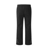 Men Sweatpants Casual Pants Men Drawstring Button Straight-Leg Pants Loose-Fitting Wide-Leg Trousers