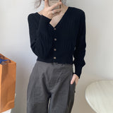 Women Cardigan Sweater Knitted V-neck Cardigan 8t7137