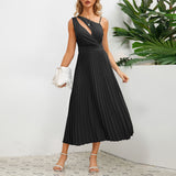 Women Date Dress Summer Slim-Fit Pleated Skirt