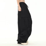 Men Sweatpants Workwear Wide-Leg Casual Pants Pleated Straight Loose Drawstring Ankle-Tied Trousers