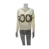 Women Knitted Sweater Winter Autumn and Winter Loose Knitted Sweater Long Sleeve Letter Sweater