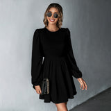 Women Dress Sexy Backless Long Sleeves Dress