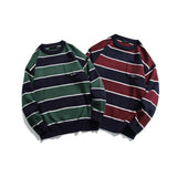 Unisex Sweater Fall Color-Blocking Striped Sweater
