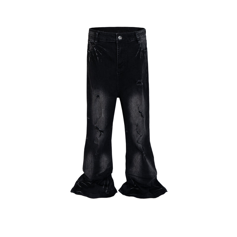 MIJKO Mens Vintage Pants Whitening bootcut jeans