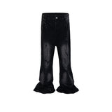 MIJKO Mens Vintage Pants Whitening bootcut jeans