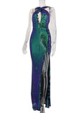 Women's Evening Gown Sexy Backless Vintage Sequins Dress Evening Dress