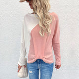 Women Knitted Sweater Fall Pullover Multicolor Thin & Pink