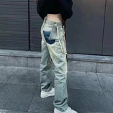 MIJKO Men's Vintage Pants MIJKO Men's Women's Washed Cow Trousers Ruined Pants Jeans