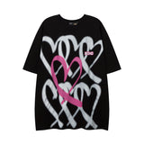 Men T Shirt Heart Printing Short Sleeve T-shirt