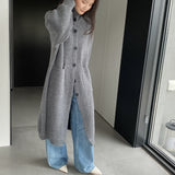Women Cardigan Sweater Autumn Turtleneck Sweater Long Cardigan Coat Loose Button Woolen Skirt A2215