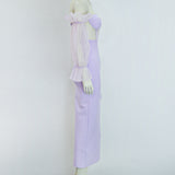 Women Evening Dress Sexy Mesh Hollow Bandage One-Piece Dress
