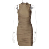 Women Dresses Spring Sexy round Neck Sleeveless Slim Fit Dress
