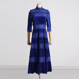 Women Dresses Spring Vintage Embroidered Turtleneck Long Dress (Qymy0409)