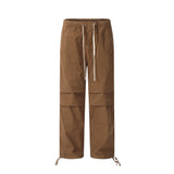 Men Sweatpants Casual Trousers Men's Loose Cargo Pleated Straight-Leg Pants