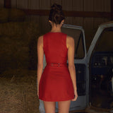 Women Dresses Spring Slim Sleeveless Short Skirt Vest Dress (Csm202403)