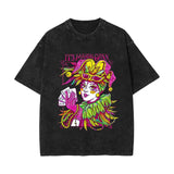Washed and old retro short-sleeved T-shirt