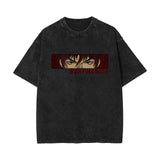 Washed retro cotton t-shirt printed washed old short sleeves