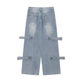 Men Jeans Straight Wide Leg Cargo Jeans