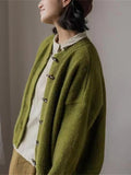 Women Knitted Cardigan Vintage Cardigan Sweater Autumn Loose Sweater