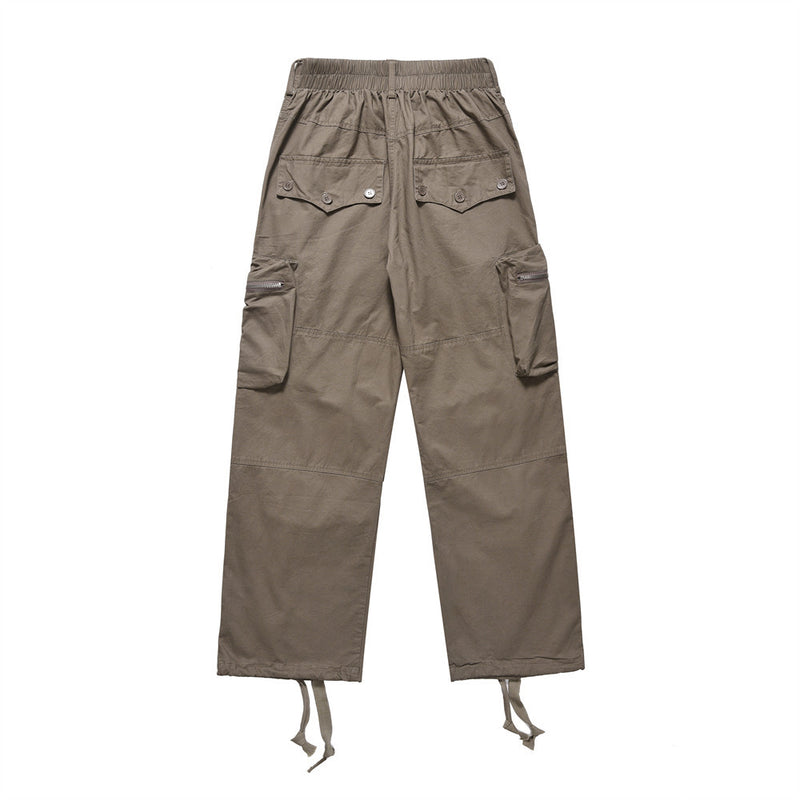 Men Sweatpants Cargo Trousers Men's Pleated Straight-Leg Pants