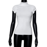 Women T-shirt Summer Turtleneck Sleeveless Vest Top