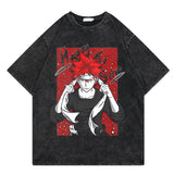 Washed retro t-shirt street print graphic casual