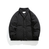 Unisex Winter Cotton Coat Lapel down Jacket Retro Loose Velvet down Jacket