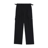 Men Sweatpants Cargo Straight-Leg Trousers Men's Zipper Pocket Loose Wide Leg Pants