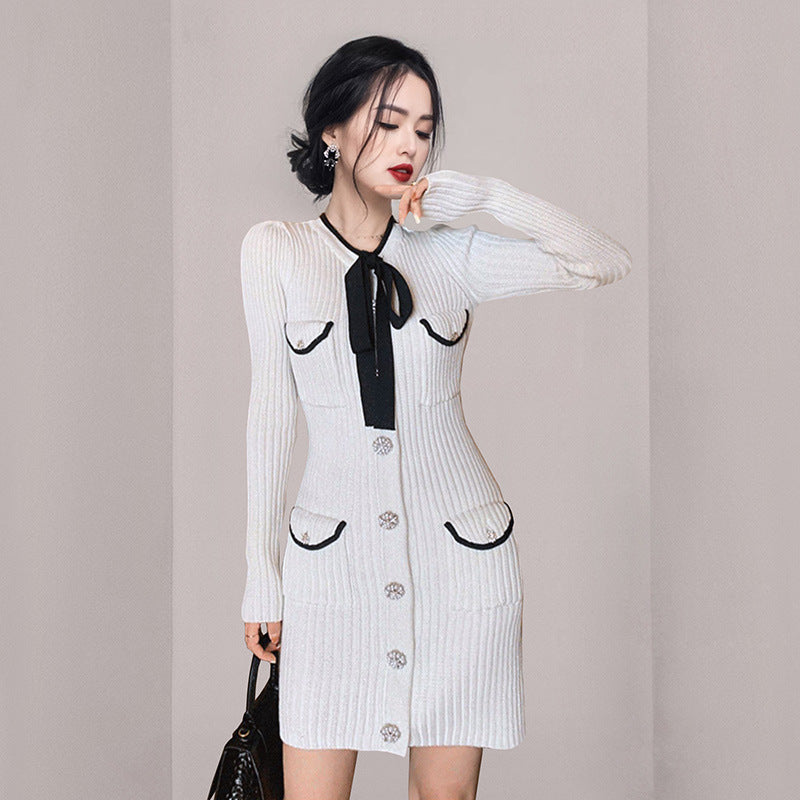 Women Maxi Dress Autumn White Dress Sweater